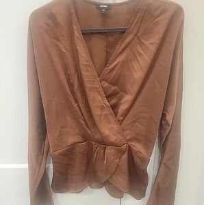 Express Brown Long Sleeve Shirt Size Small